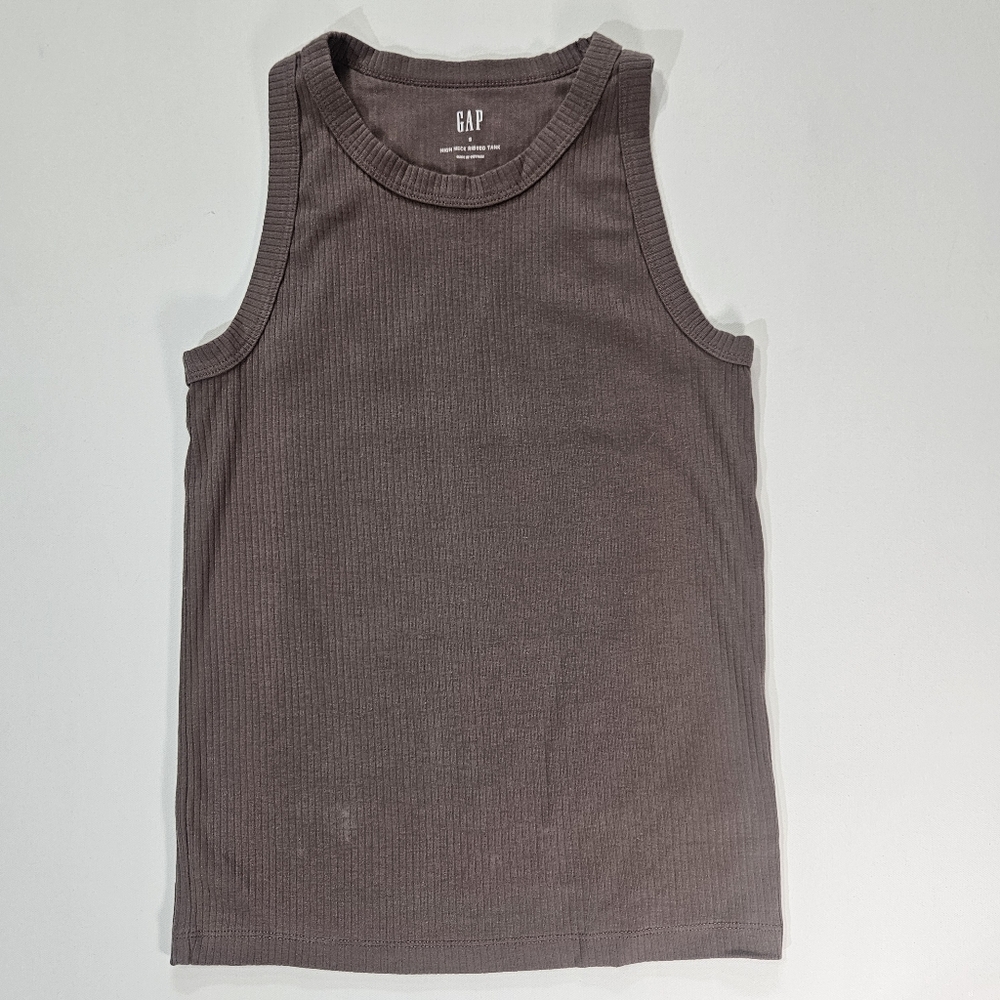 Gap Tank Top Womens Size Small Brown High Neck Ribbed Summer Y2K Retro‎ Style